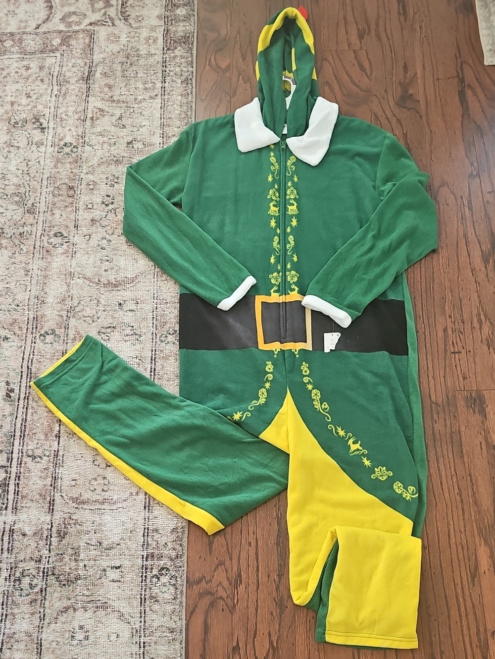 Adult Green and Yellow Elf Costume Onesie